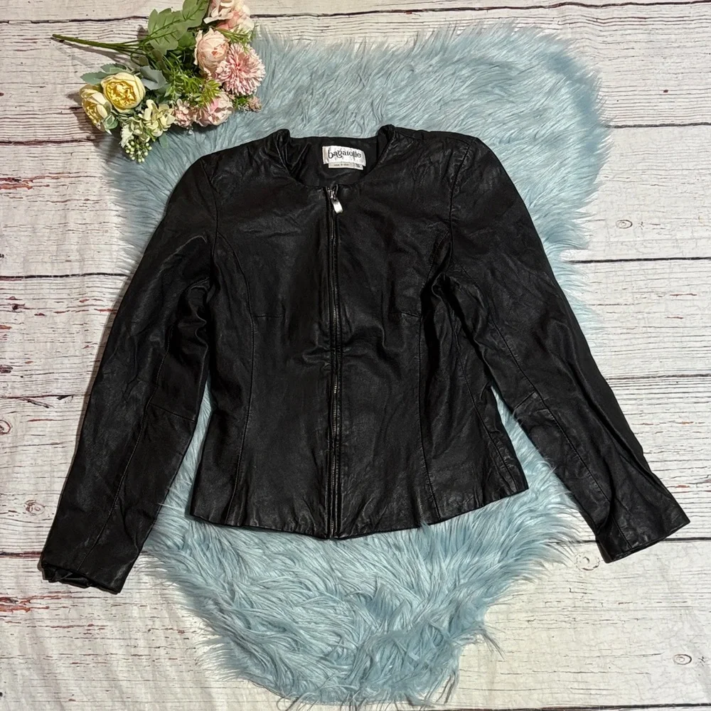 Vintage bagatelle Black Genuine Leather Biker Jacket sz S